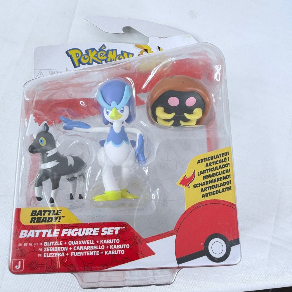 Pokemon Battle Figure Set Blitzle Quaxwell Kabuto Jazwares PKW4094 New